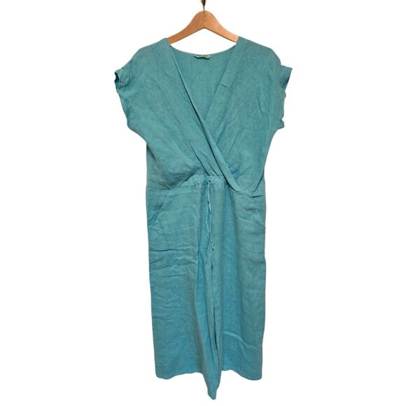 Meo Meli Linen Jumpsuit Womens One Size Blue Wide Leg Made In Italy - Picture 1 of 6